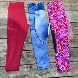 Zyia capri leggings lot with pockets size 12 Large Rust Blue Pink